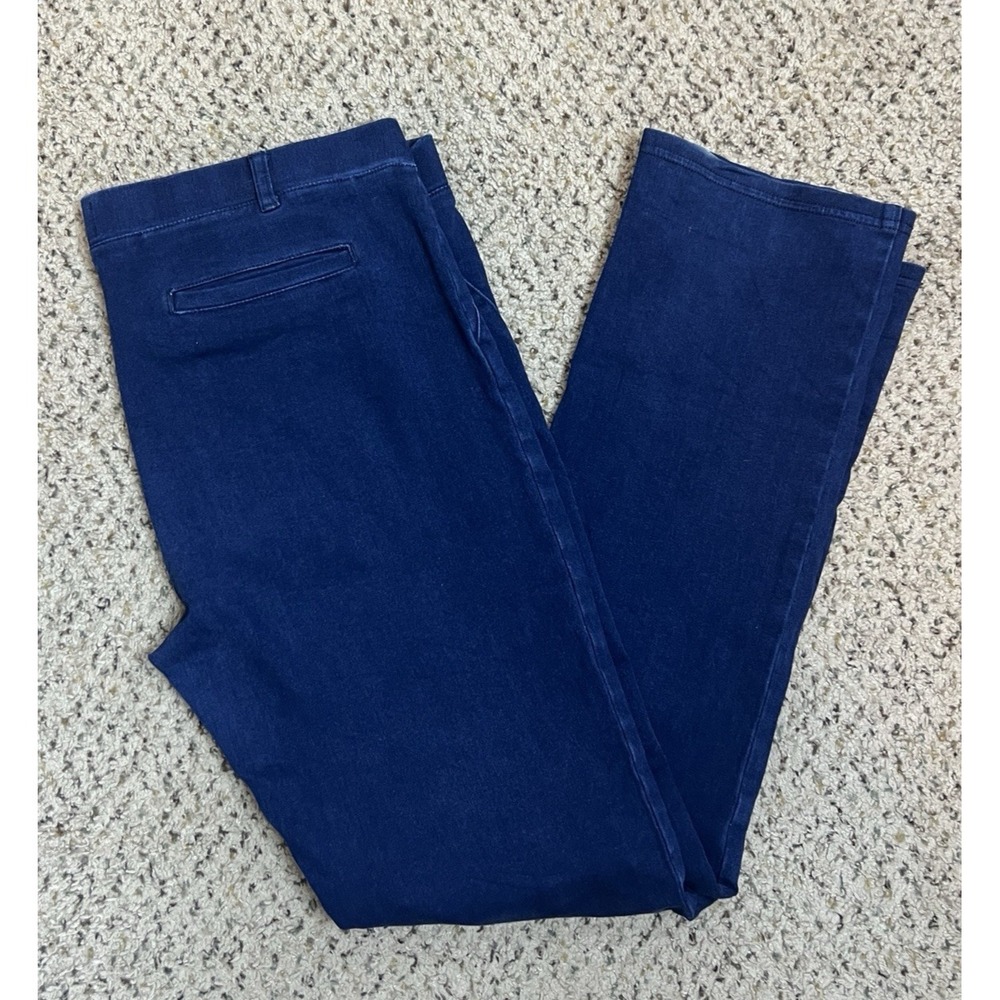 Betabrand Women's Size 2XL Long Dark Indigo Blue Pants w/ Stretch & Back Pockets